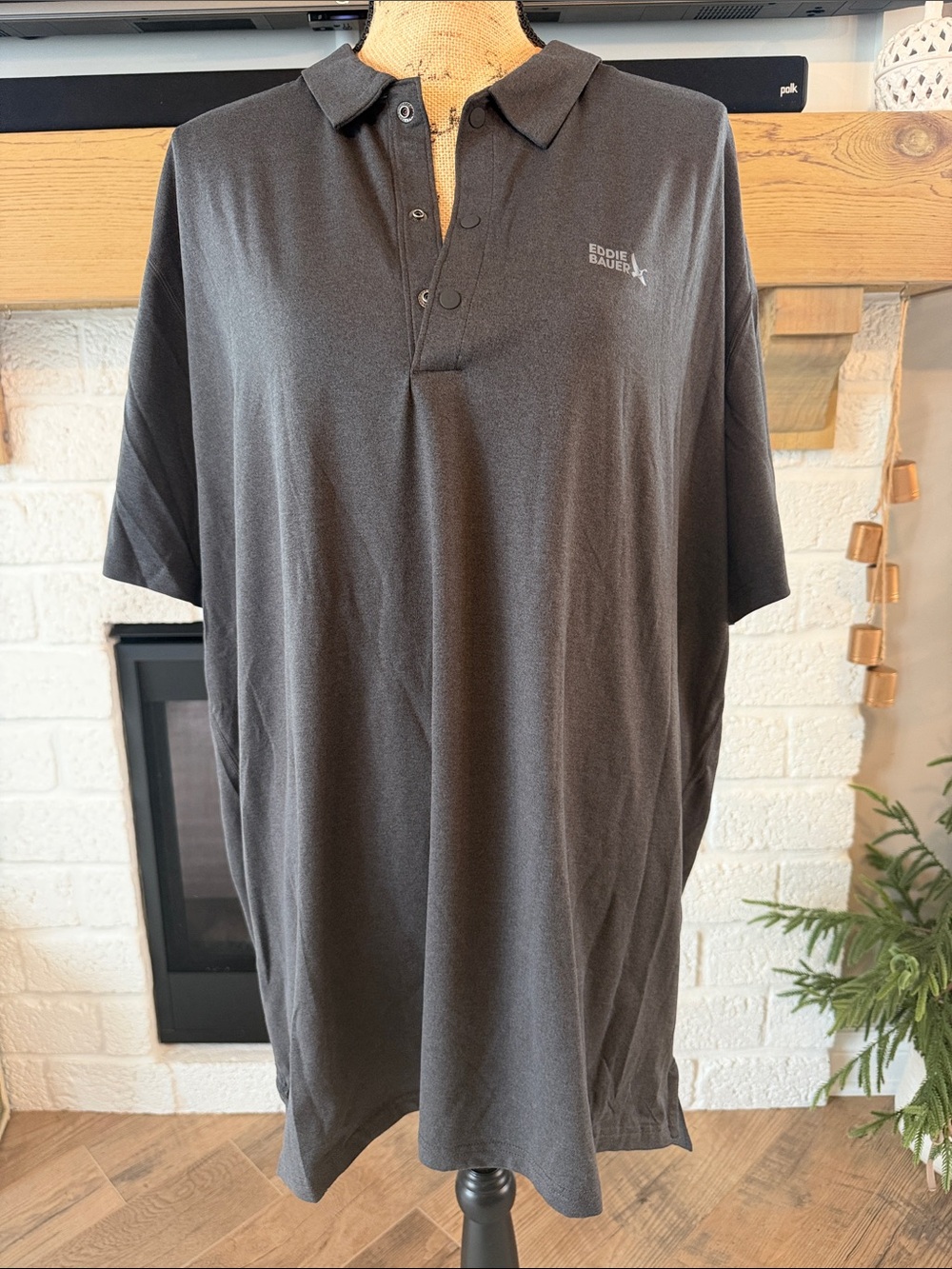 Eddie Bauer Men's Short-Sleeve Polo in Dark Charcoal